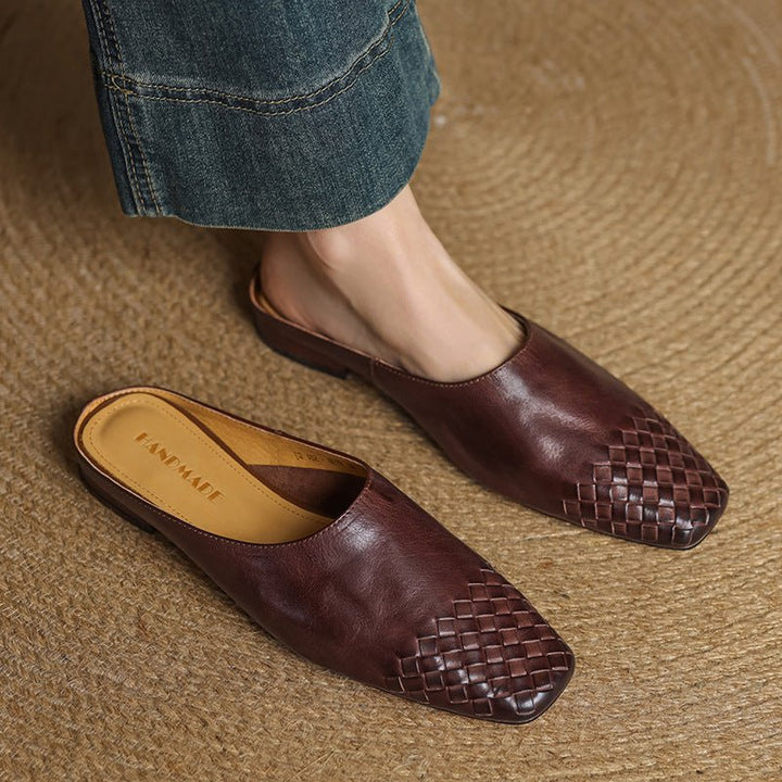 Alice | Mule eleganti e di stile in pelle intrecciata, senza lacci