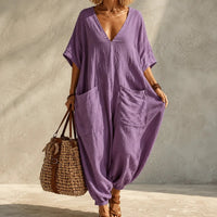 Emily | Relaxed and Breezy V-Neck Batwing Summer Jumpsuit
