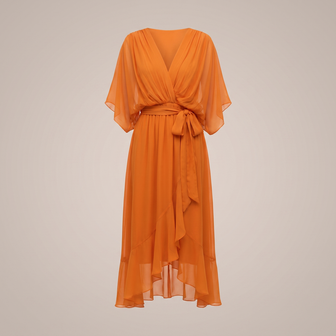 Anwen | V-Neck Midi Dress for Women – Graceful Airy Fit