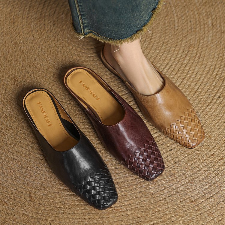 Alice | Mule eleganti e di stile in pelle intrecciata, senza lacci