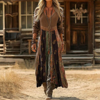 Chloe | Abito midi comodo e vintage dallo stile boho con maniche lunghe