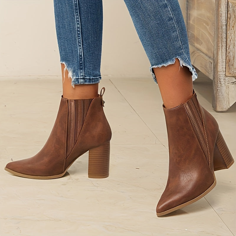 Grace | Sophistication and Polished Pointed Toe Block Heel Ankle Boots
