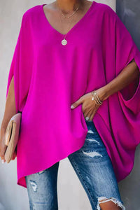 Emma | Relaxed Batwing V-Neck Oversized Tunic Top