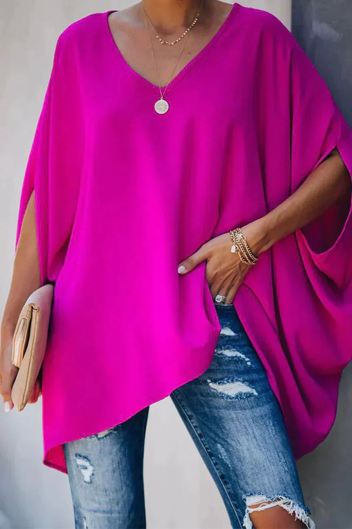 Emma | Relaxed Batwing V-Neck Oversized Tunic Top