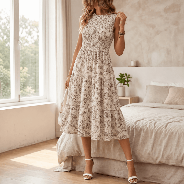 Florenza | Midi Dress – Floral Smocked Design for Women