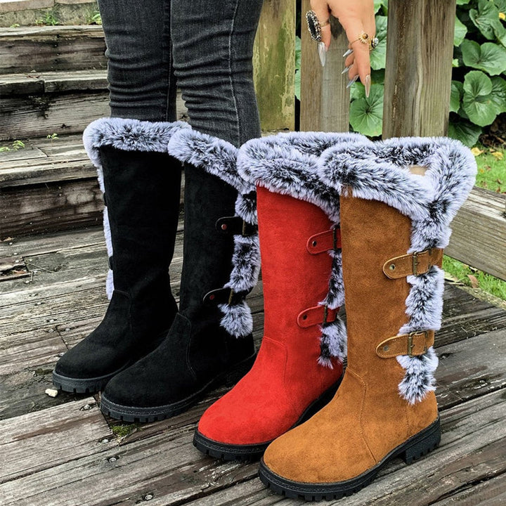 Sophie | Kuschelige und stilvolle kniehohe Stiefel mit Fellbesatz