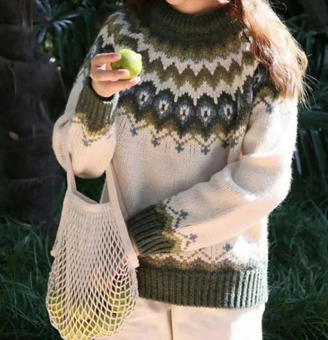 Daria | Wool Sweater – Nordic Pattern Design for Casual Wear