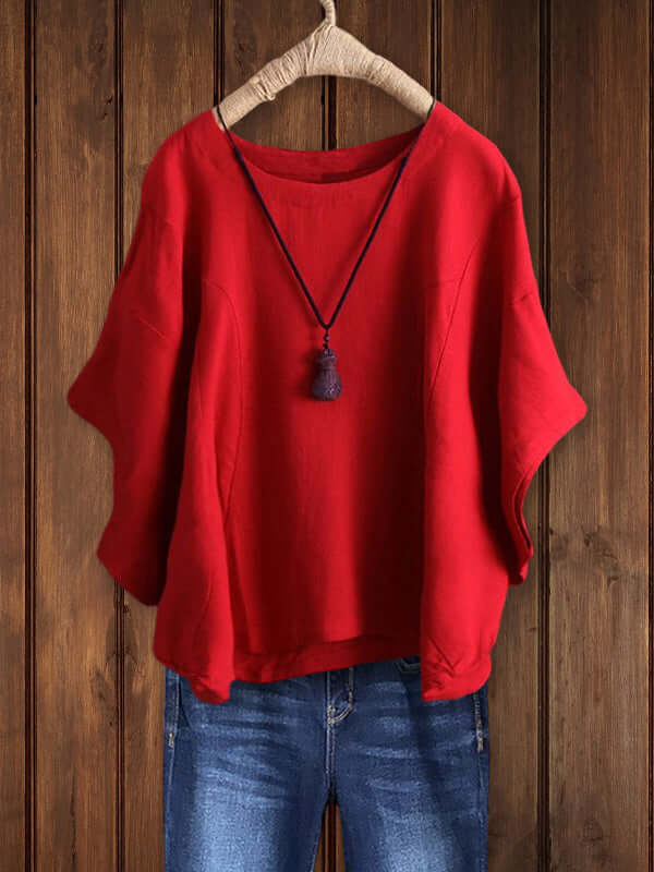 Nora | Relaxed Round Neck Dolman Sleeve Tunic Top