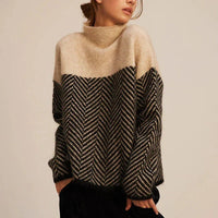 Aria | Elegant And Cozy Chevron Turtleneck Sweater