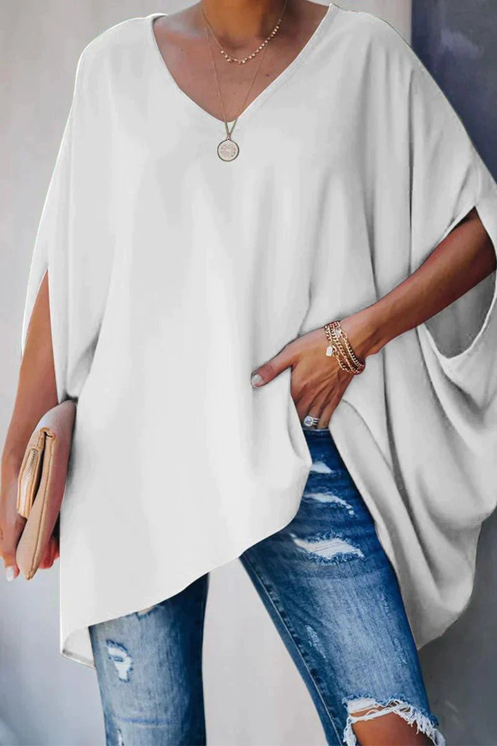 Emma | Relaxed Batwing V-Neck Oversized Tunic Top