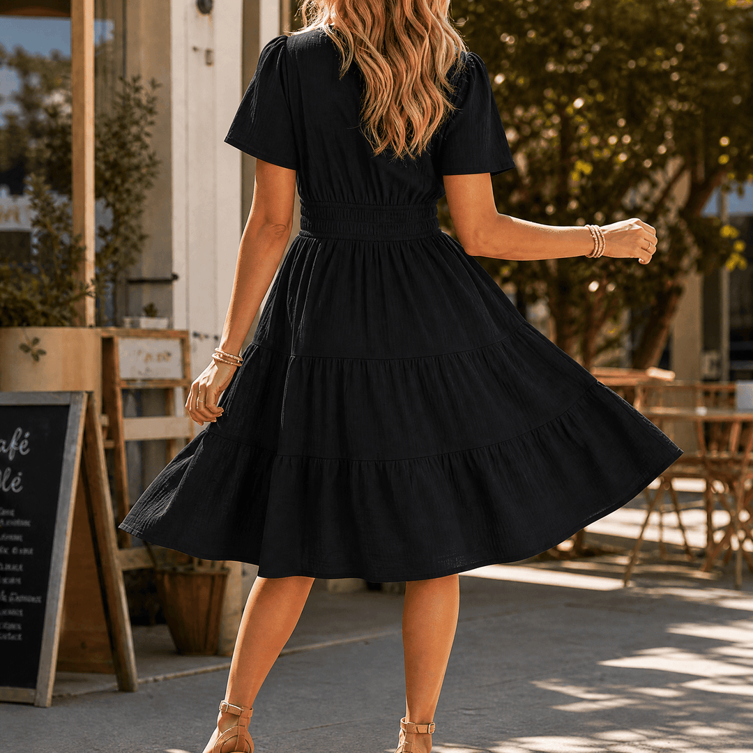 Solenna | Smocked Waist Tiered Mini Dress for Women