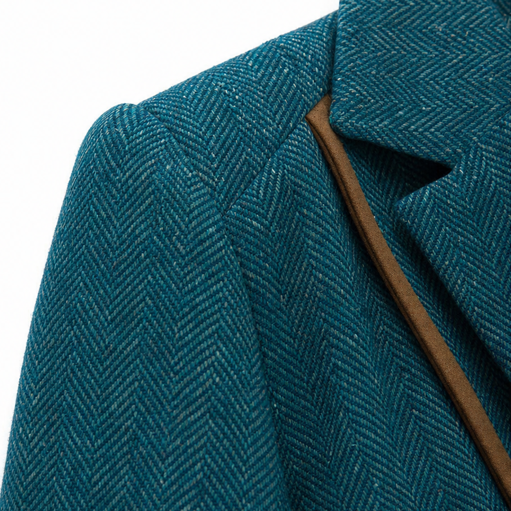Vaunterie | Herringbone Blend Coat with Contrast Piping