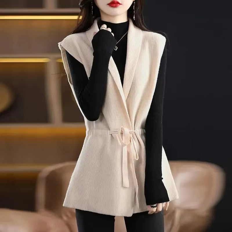 Isabella | Luxurious and Stylish Merino Wool Belted Vest