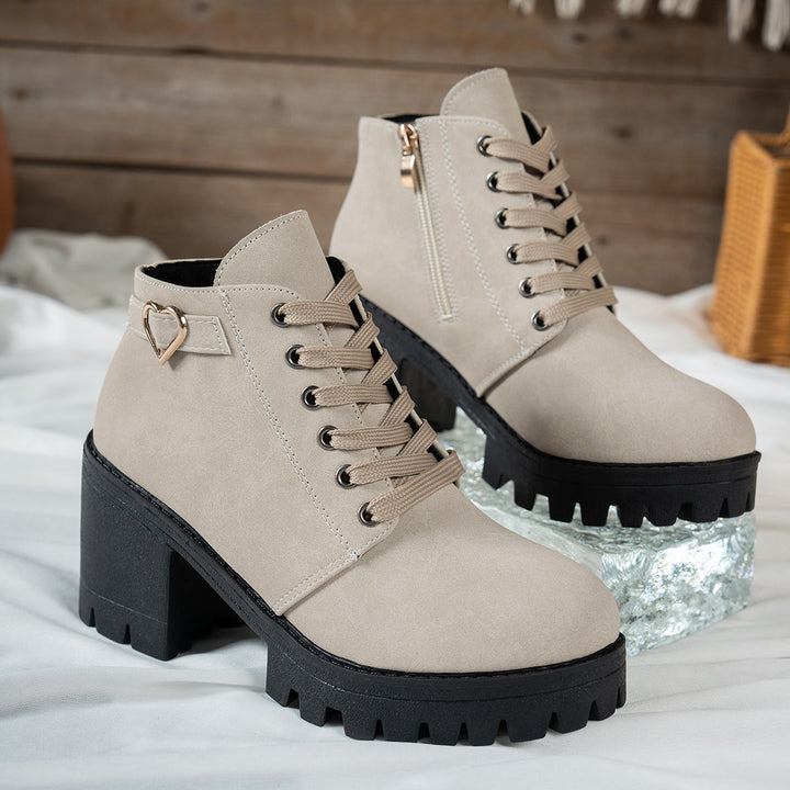 Emily | Moderne Schnürstiefeletten mit Blockabsatz