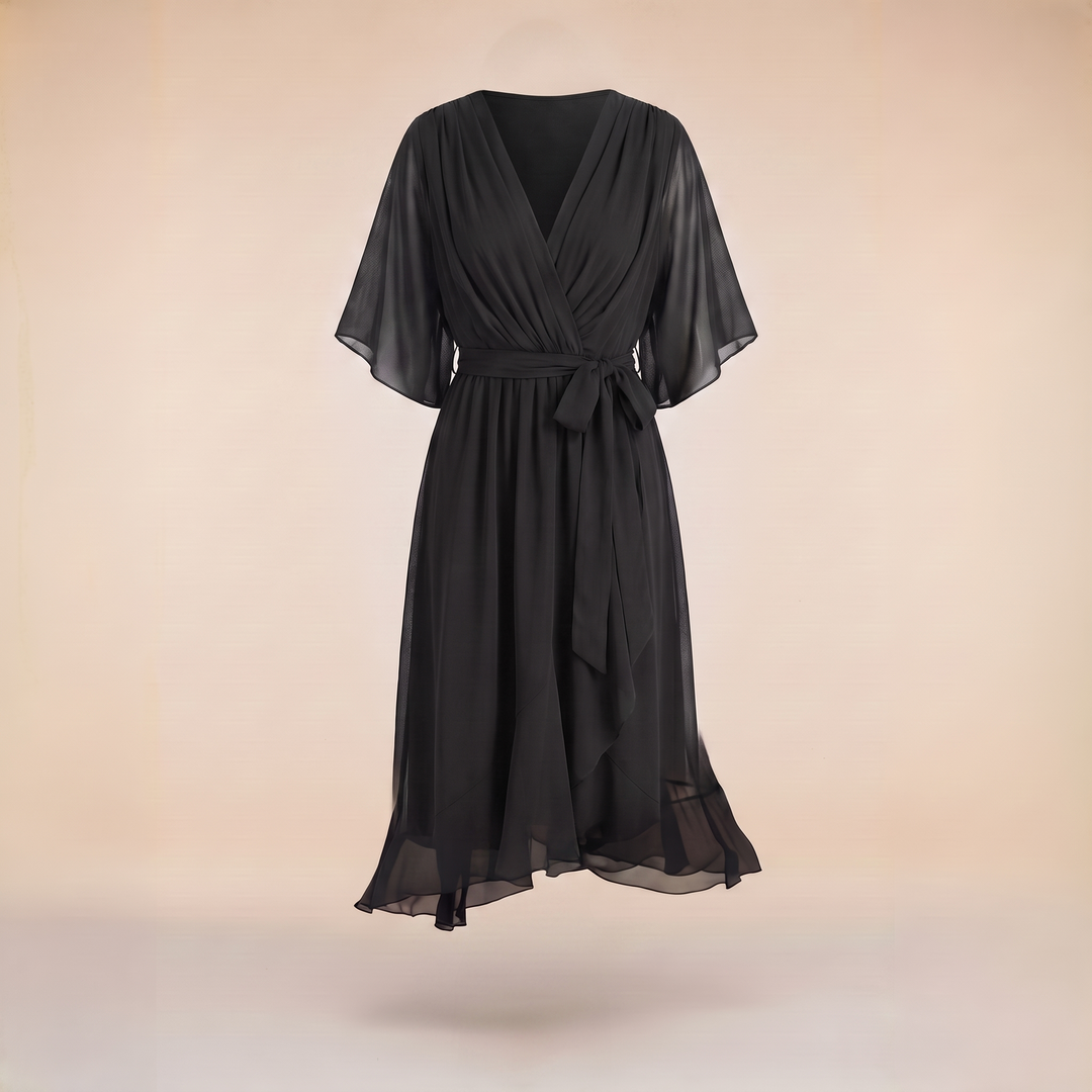 Anwen | V-Neck Midi Dress for Women – Graceful Airy Fit