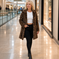 Camille | Schicker und eleganter Kunstpelzmantel mit Leopardenmuster