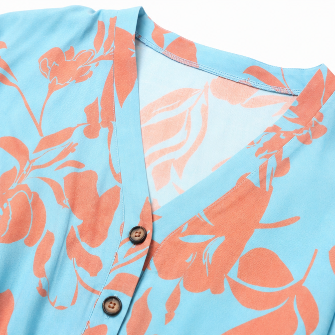 Solventa | Vacation Dress – V-Neck Flutter Sleeve with Drawstring Waist