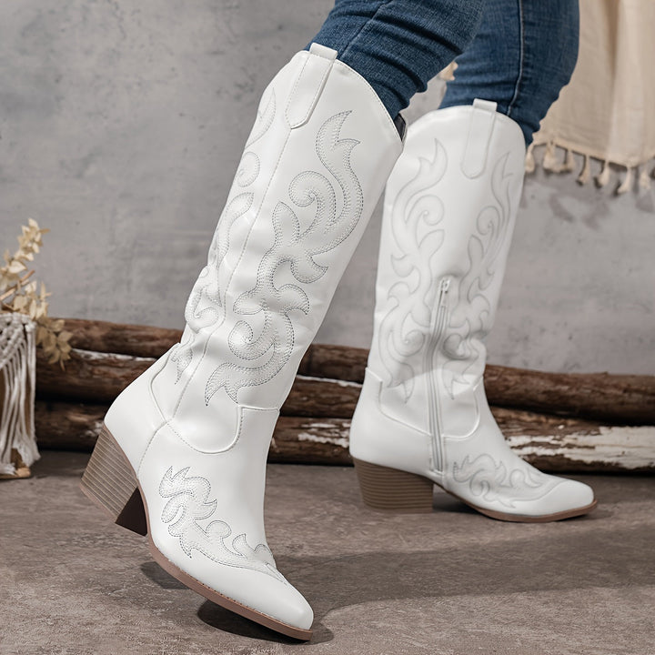 Chloe | Timeless Wide Calf Knee High Western Cowboy Boots