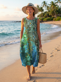 Freya | Elegant and Breezy Abstract Print Midi Dress