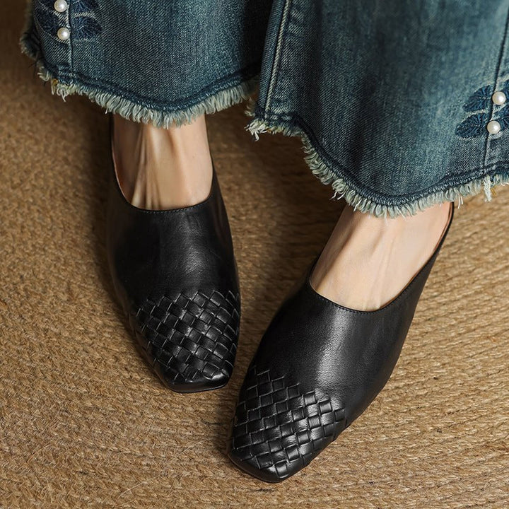 Alice | Mule eleganti e di stile in pelle intrecciata, senza lacci