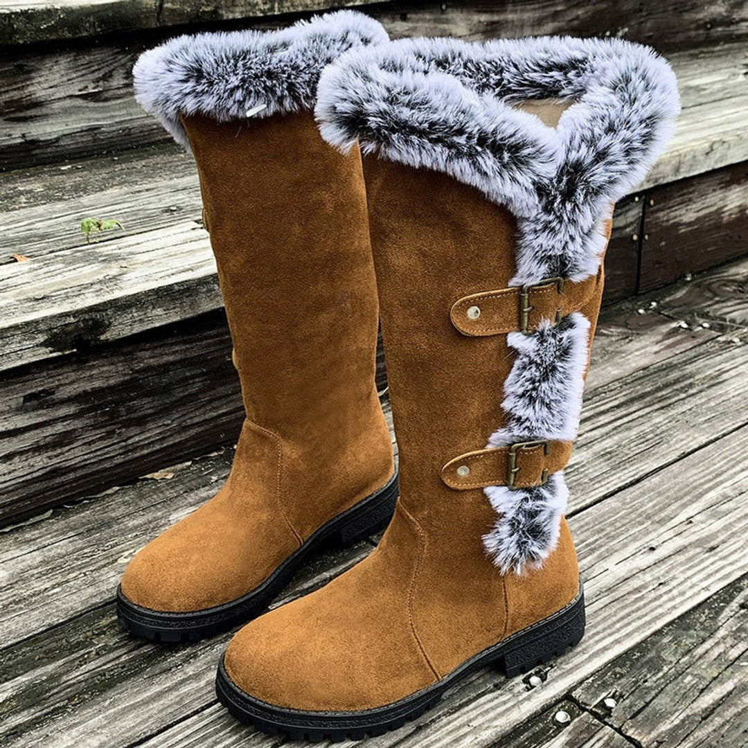 Sophie | Kuschelige und stilvolle kniehohe Stiefel mit Fellbesatz