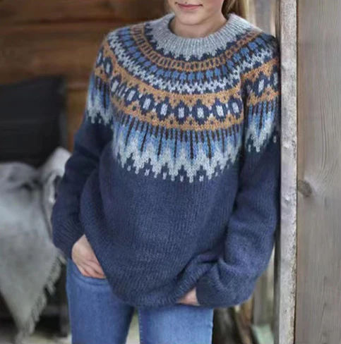 Daria | Wool Sweater – Nordic Pattern Design for Casual Wear