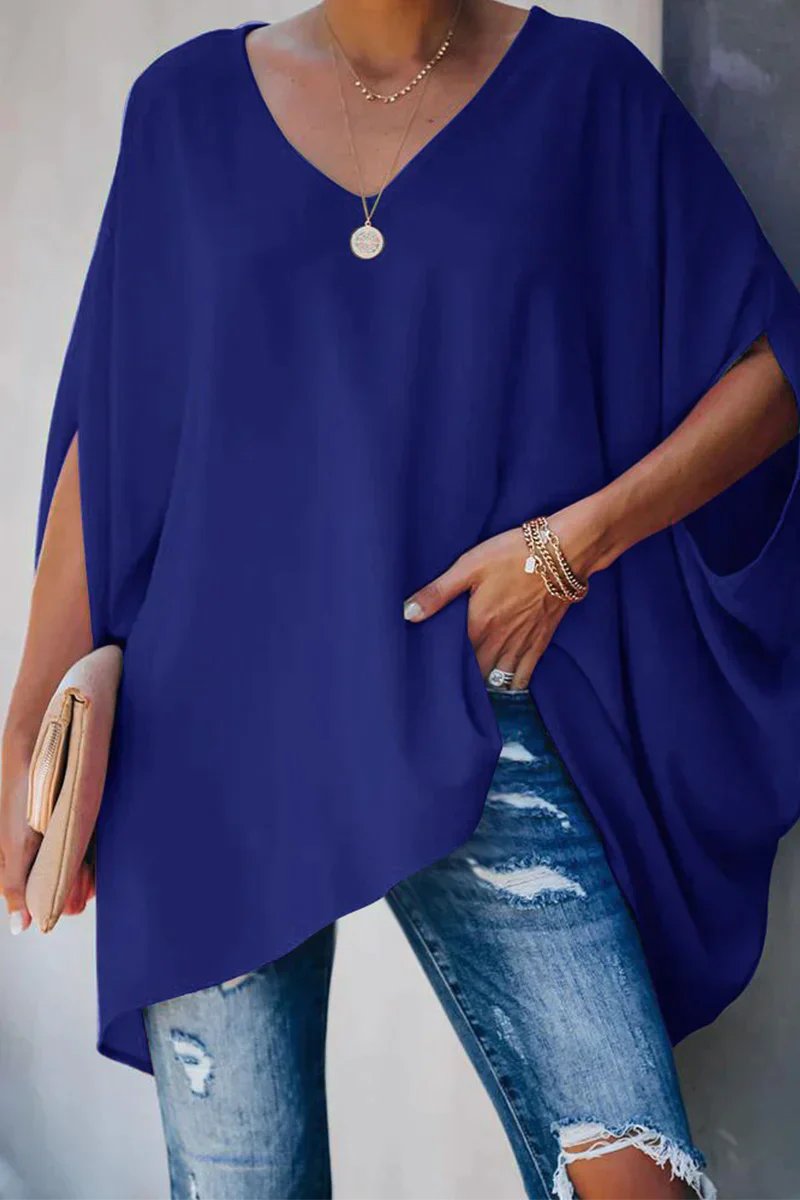 Emma | Relaxed Batwing V-Neck Oversized Tunic Top