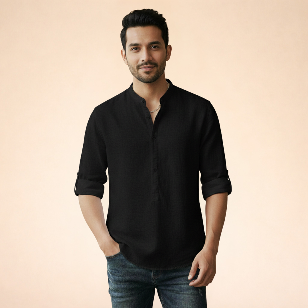 Ardello| Herren Klassisches Henley-Langarmshirt