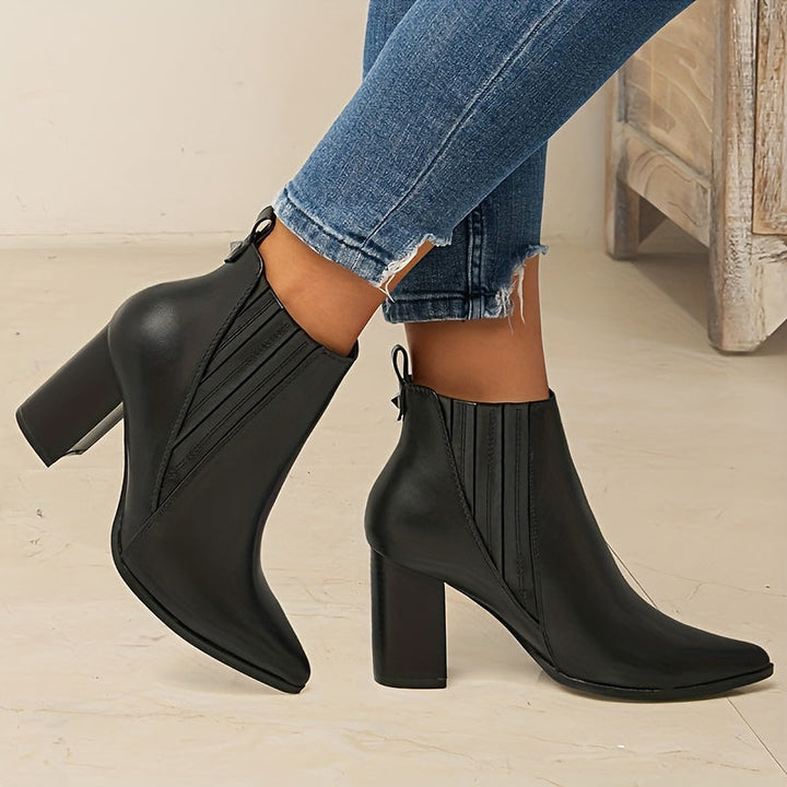 Grace | Sophistication and Polished Pointed Toe Block Heel Ankle Boots