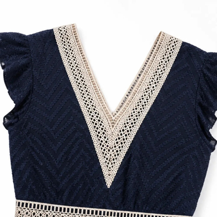 Solène | Summer Dress – Crochet V-Neck Flutter Sleeve for Women