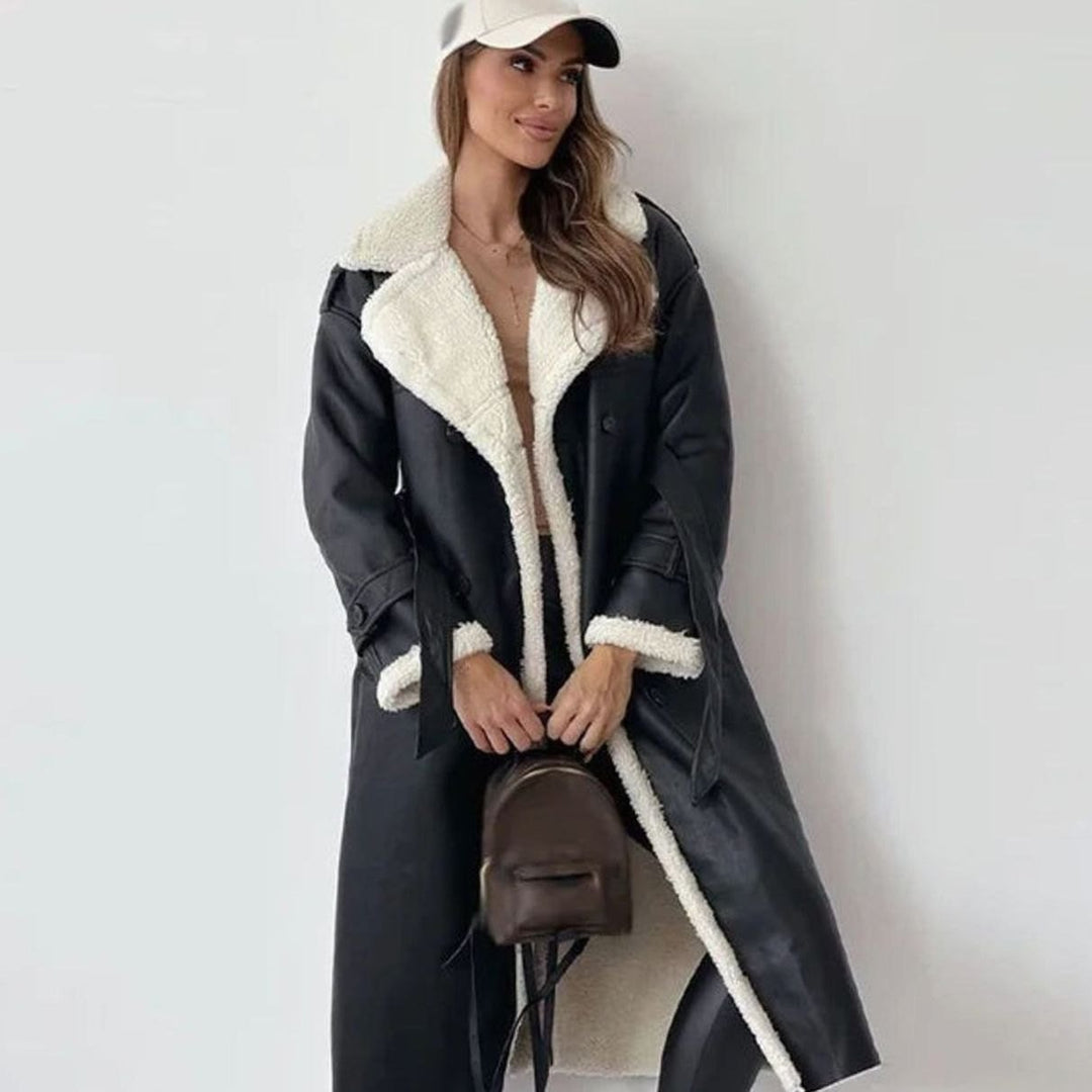 Elfriede | Long Winter Coat with Faux Shearling