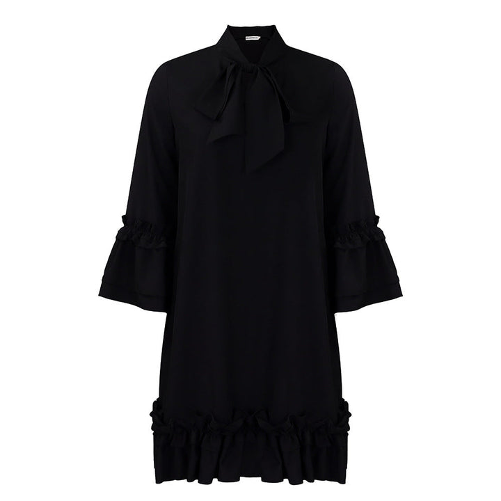 Emily | Elegant and Stylish Bow Collar Ruffle Tunic Dress