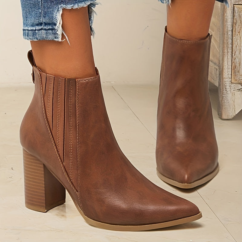 Grace | Sophistication and Polished Pointed Toe Block Heel Ankle Boots