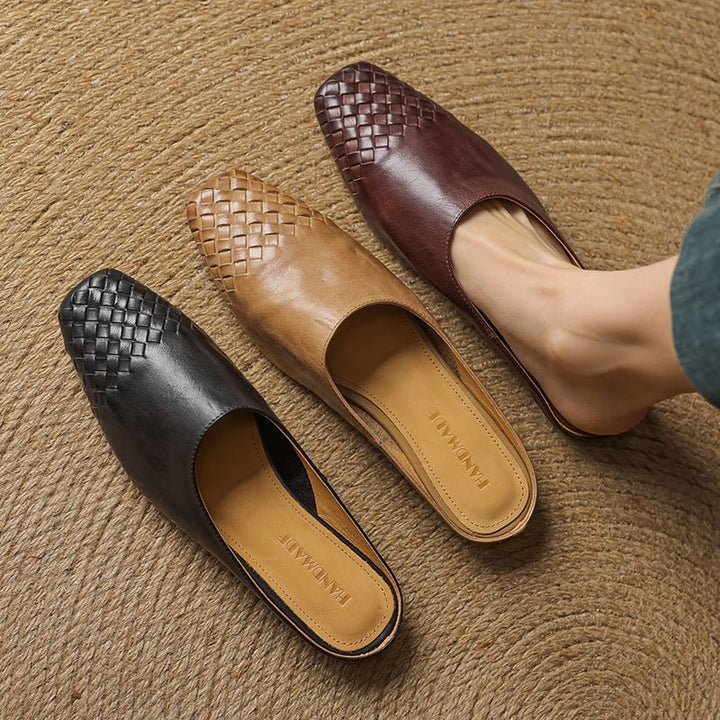 Alice | Mule eleganti e di stile in pelle intrecciata, senza lacci