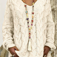 Clara | Elegant and Versatile Cable Knit V-Neck Sweater