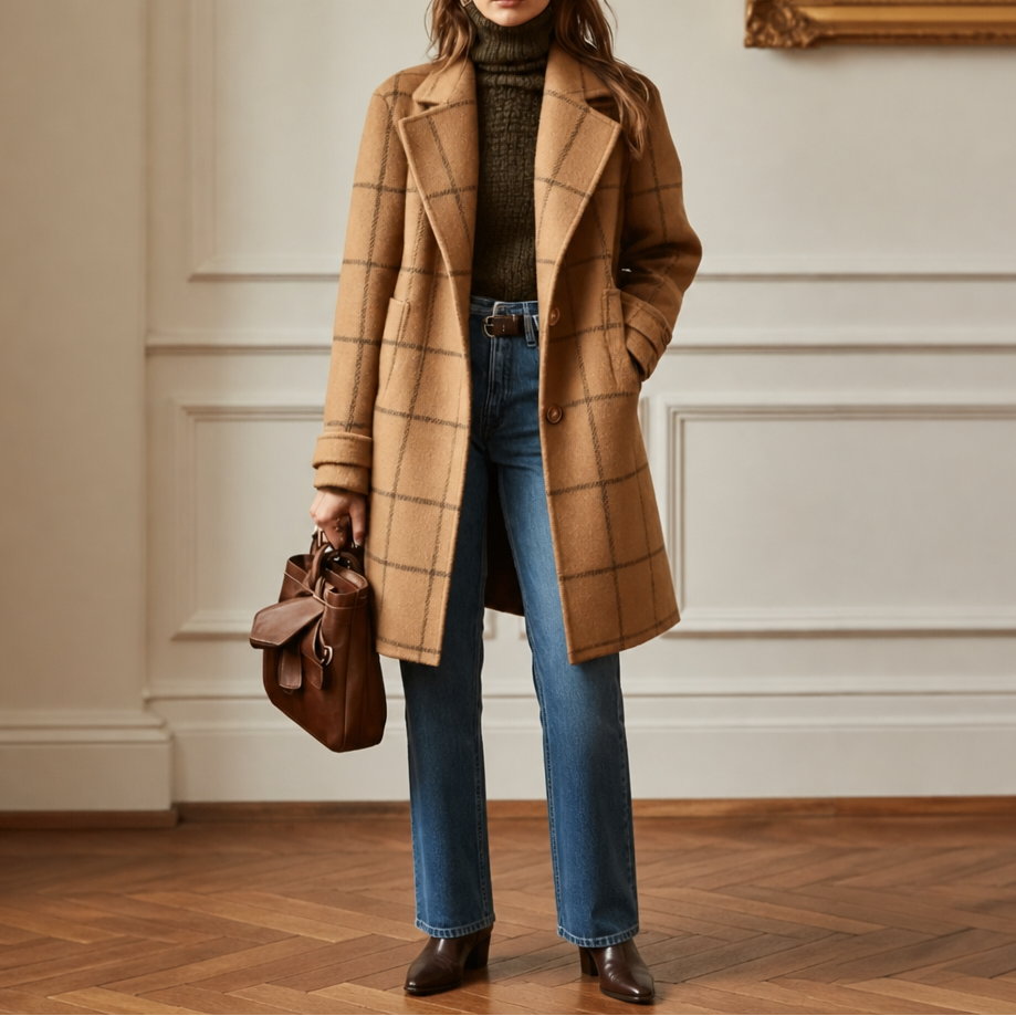 Wearbella | Plaid Oversized Coat – Stylish Checkered Design for Women