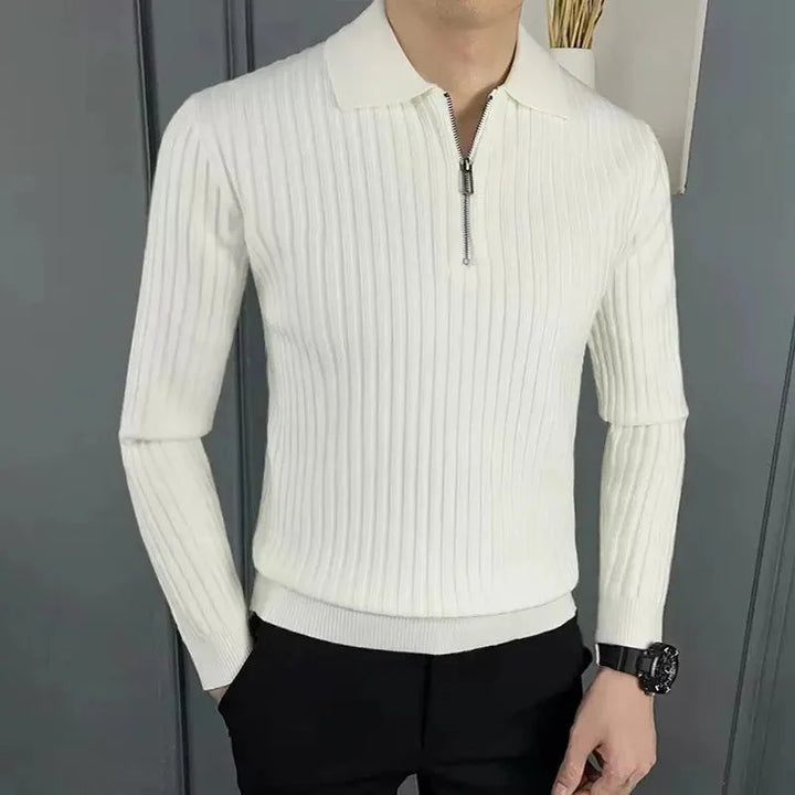 Refined | Striped Pattern Zip Sweater for Men