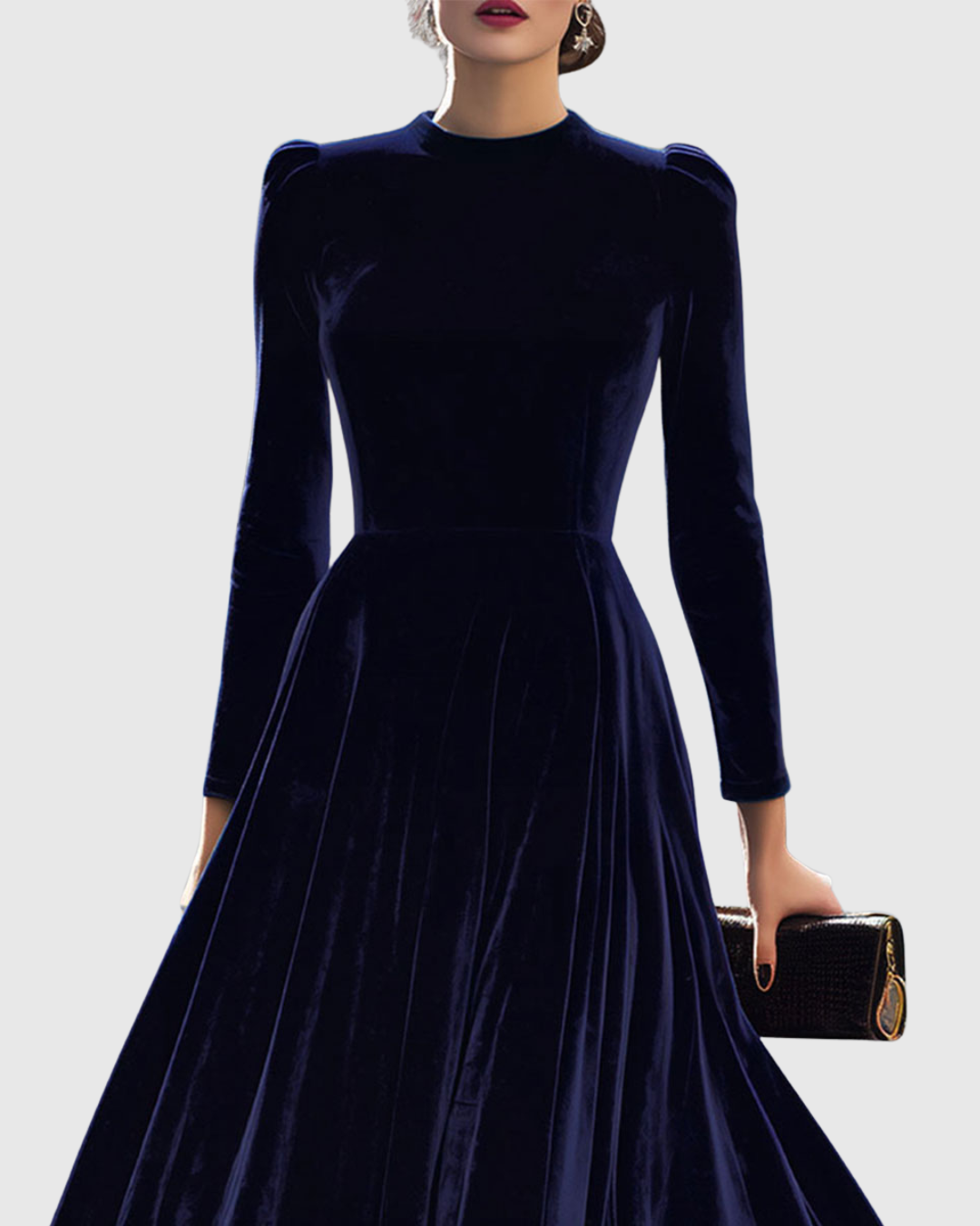 Alina  Luxurious and Timeless Velvet Midi Dress 1