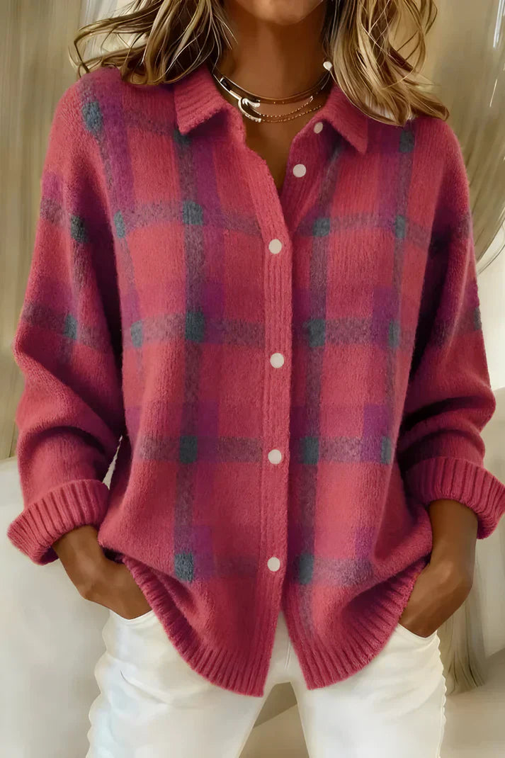 Amelia | Effortless and Cozy Checkered Women Cardigan 4