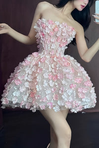 Emma | Modern Sculptural Floral Embellished Mini Dress