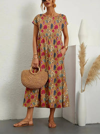 Ava | Sommerkleid in A-Linie aus Baumwollmischung mit Blumenmuster