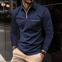 Ethan | Polo a maniche lunghe con zip tinta unita