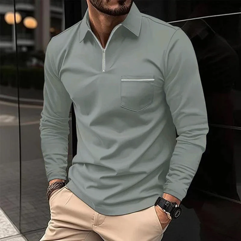 Ben | Solid Zipper Long Sleeve Polo Shirt 3