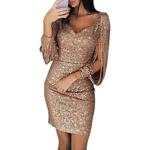 Calista | Sparkling Sequin V-Neck Homecoming Dress 0