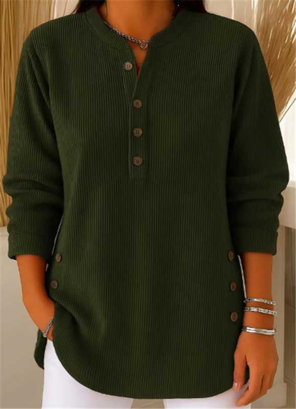 Camila | Comfortable And Warm Longline Henley Ribbed Tunic Top 8