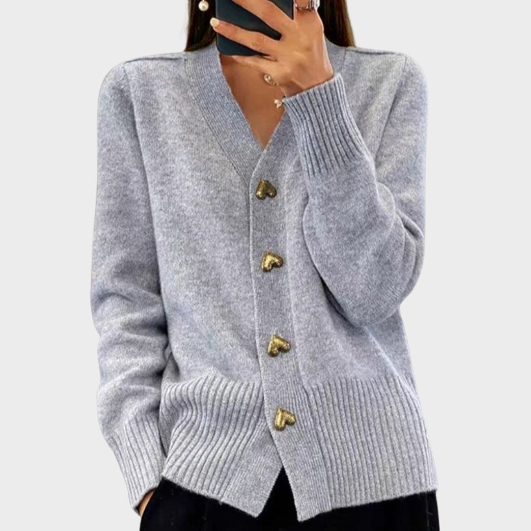 Cecily | Soft Comfortable Fit Heart Button Cardigan 1