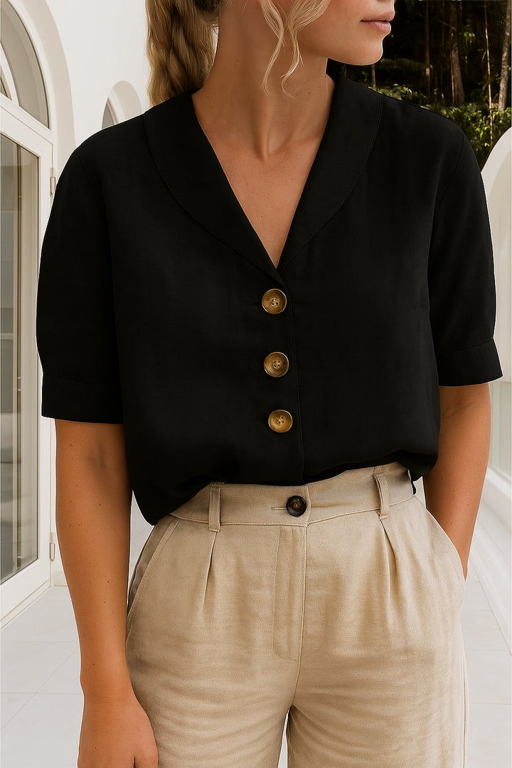Charlotte | Comfortable And Polished Short-Sleeve Collared Blouse 2