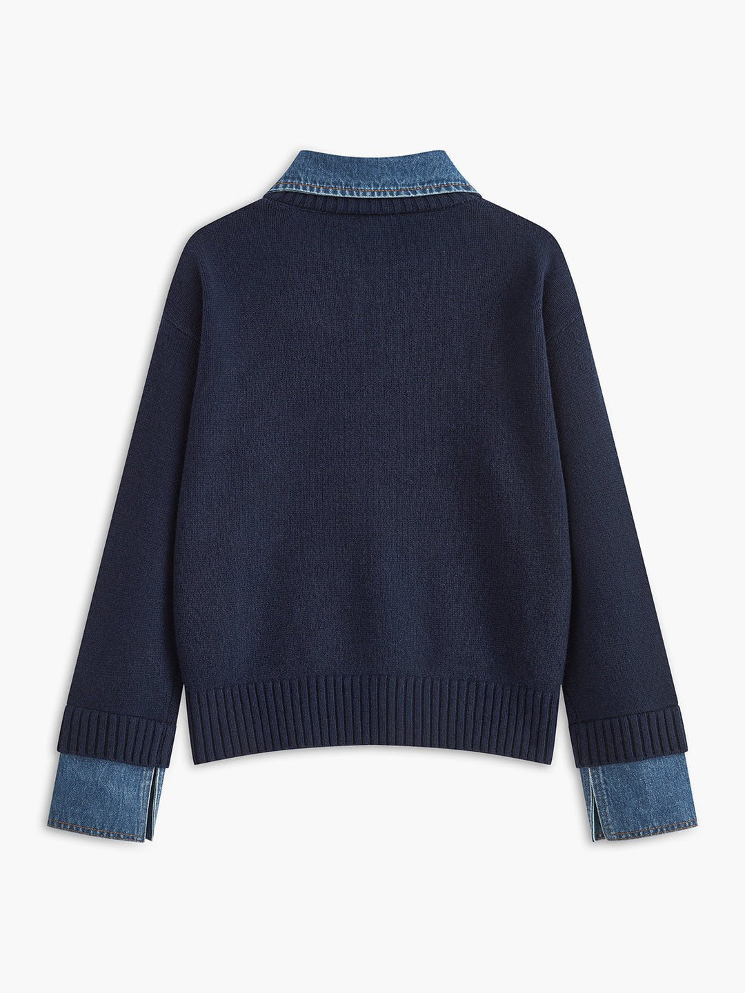 Charlotte | Comfortable And Warm Denim-Collar Knit Polo Sweater 2