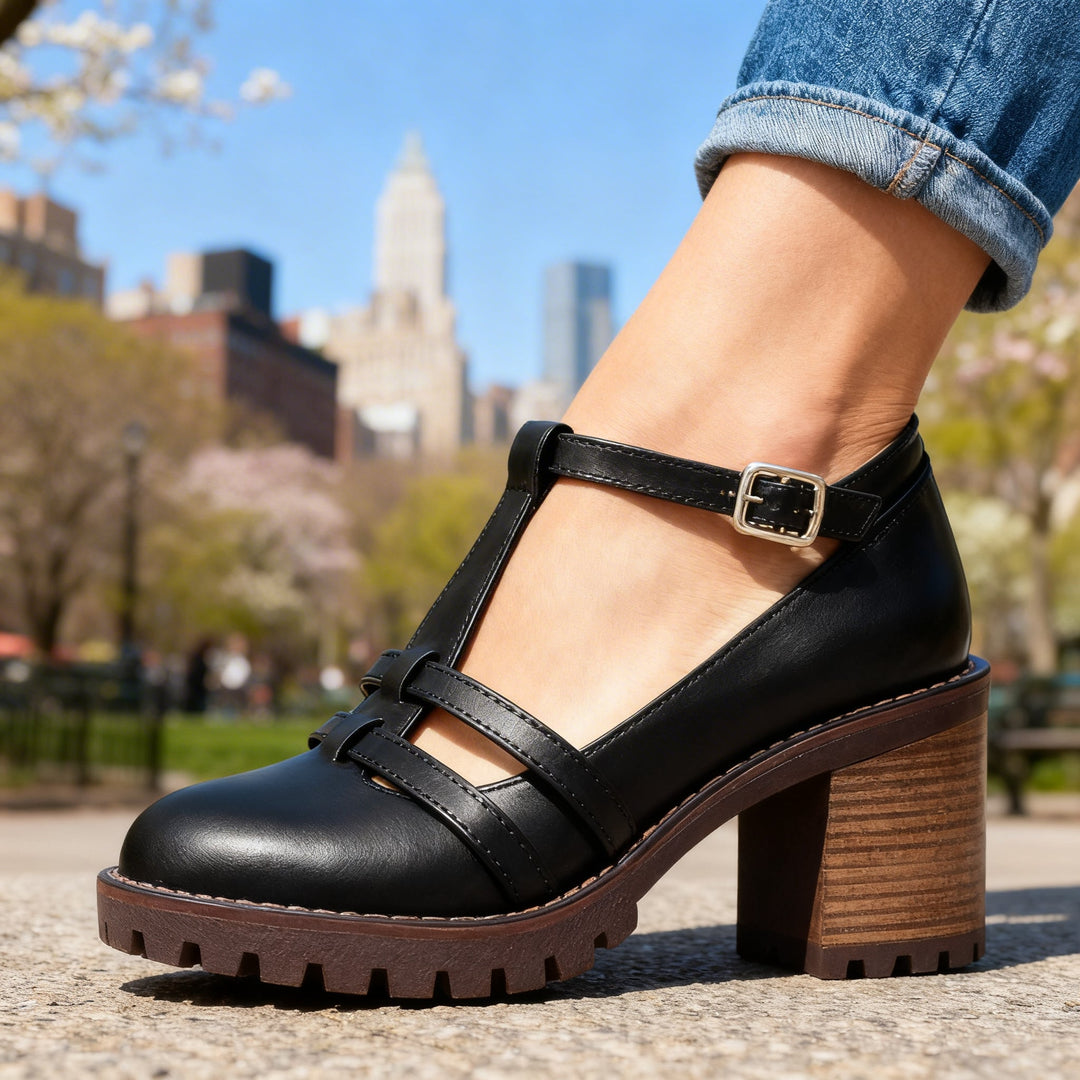 Charlotte | Retro T-Strap Block Heel Loafer 6