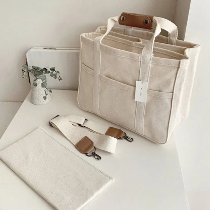Charlotte | Spacious Multi-Pocket Canvas Tote Bag 2
